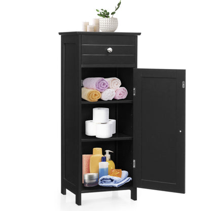 Costway Wooden Storage Free-Standing Floor Cabinet with Drawer and Shelf