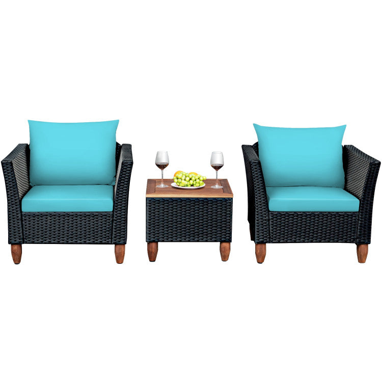 3-Piece Outdoor Patio Rattan Furniture Set