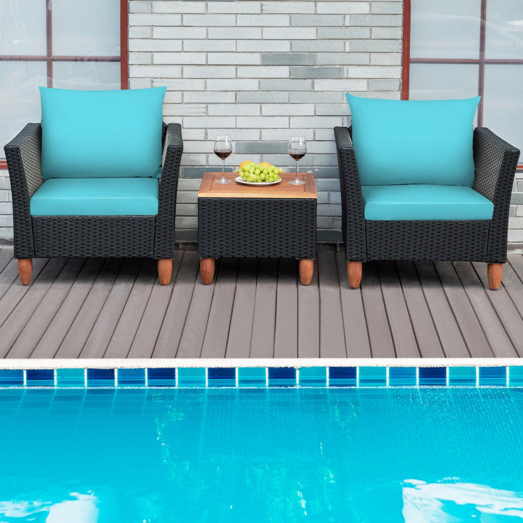 3-Piece Outdoor Patio Rattan Furniture Set