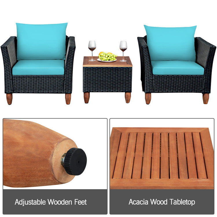 3-Piece Outdoor Patio Rattan Furniture Set