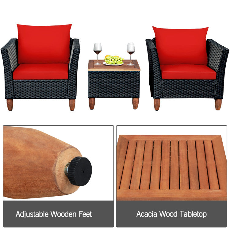 3-Piece Outdoor Patio Rattan Furniture Set