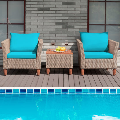 3-Piece Patio Rattan Bistro Furniture Set