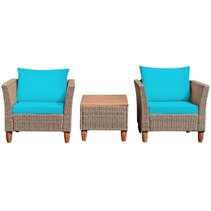 3-Piece Patio Rattan Bistro Furniture Set