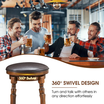 Set of 2 29-Inch Swivel Leather Padded Dining Bar Stool