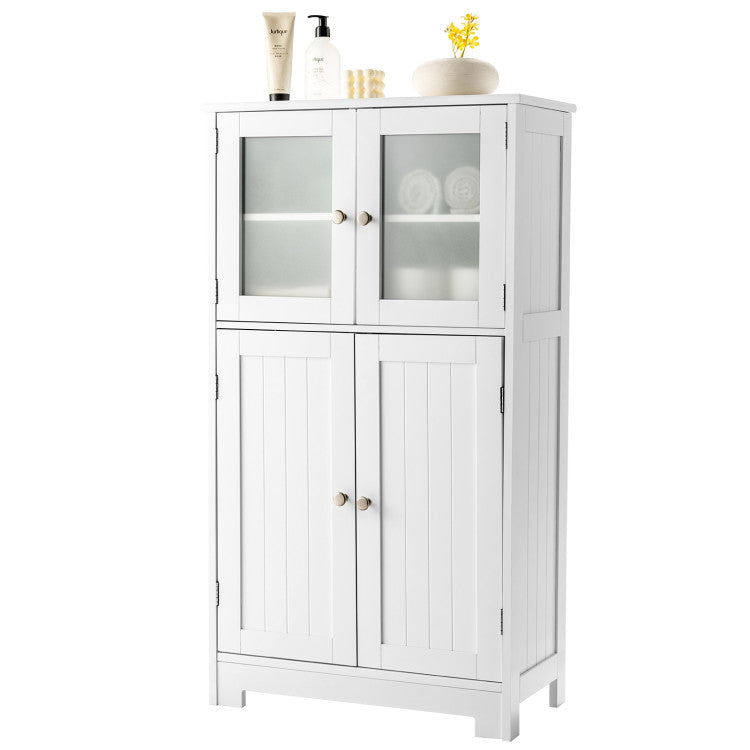 Bathroom Floor Storage Locker Kitchen Cabinet with Doors and Adjustable Shelf