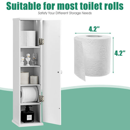 Free Standing Toilet Paper Holder with 4 Shelves and Top Slot for Bathroom