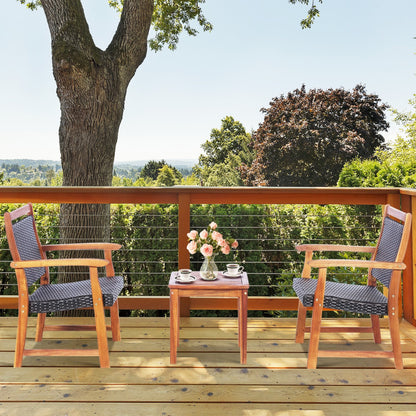 3-Piece Acacia Wood Framed Rattan Bistro Set