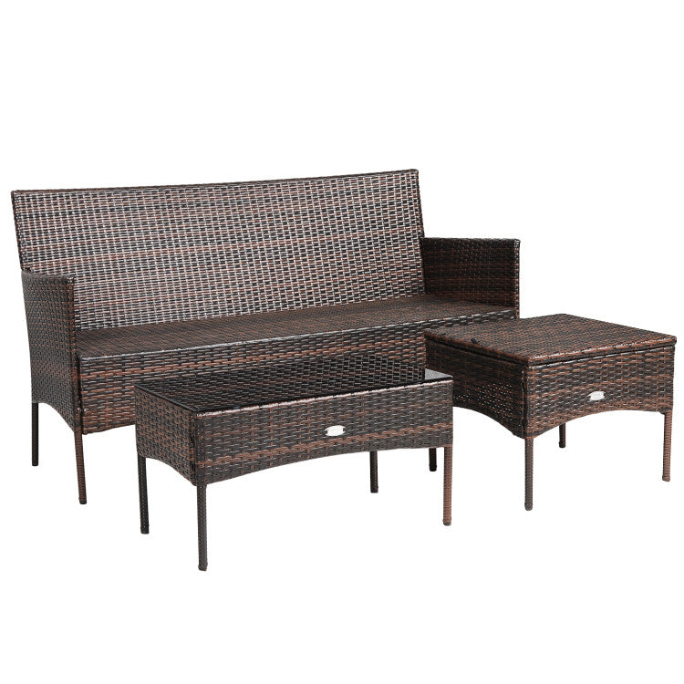 3-Piece Patio Furniture Sectional Set with 5 Cozy Seats and Back Cushions