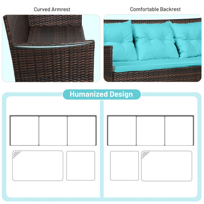 3-Piece Patio Furniture Sectional Set with 5 Cozy Seats and Back Cushions