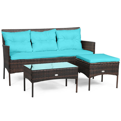 3-Piece Patio Furniture Sectional Set with 5 Cozy Seats and Back Cushions