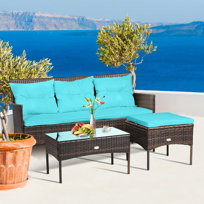 3-Piece Patio Furniture Sectional Set with 5 Cozy Seats and Back Cushions