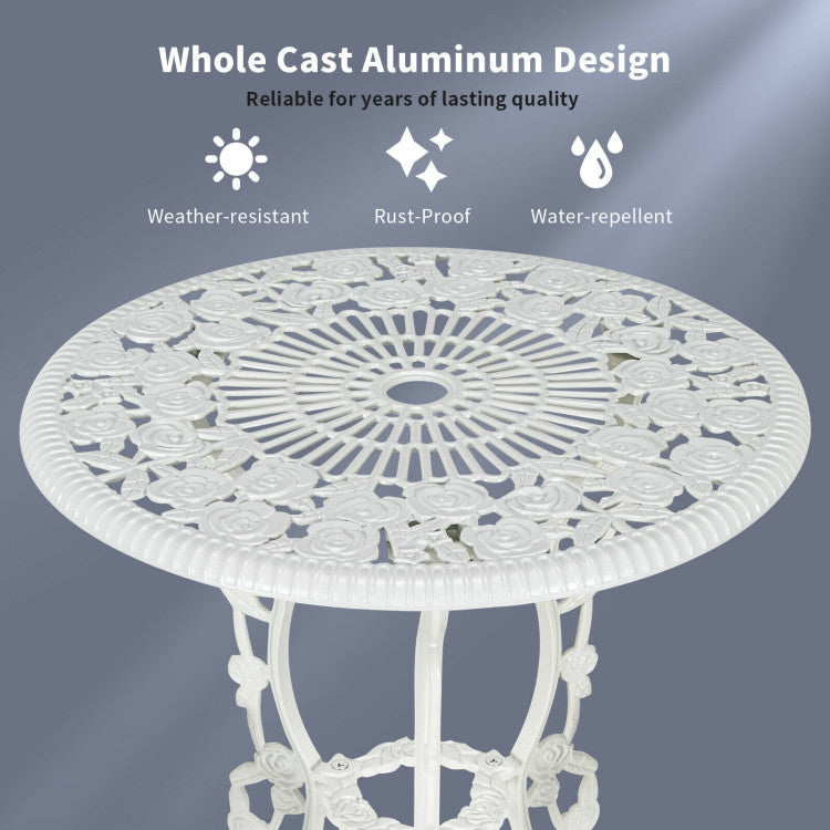 Cast Aluminum Patio Furniture Set with Rose Design