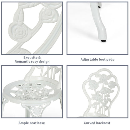 Cast Aluminum Patio Furniture Set with Rose Design