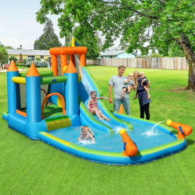 Inflatable Water Slide Kids Bounce House Splash Water Pool with Blower