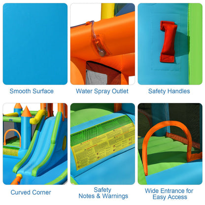 Inflatable Water Slide Kids Bounce House Splash Water Pool with Blower