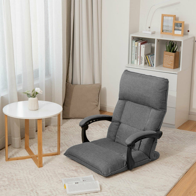 14-Position Floor Chair Lazy Sofa with Adjustable Back Headrest Waist