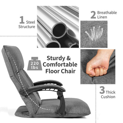 14-Position Floor Chair Lazy Sofa with Adjustable Back Headrest Waist