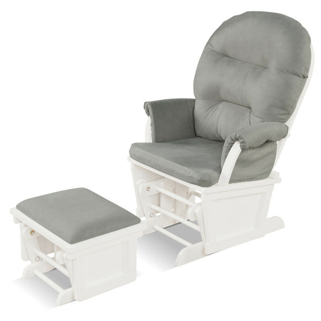 Baby Nursery Wooden Rocking Chair with Armrests and Cushion