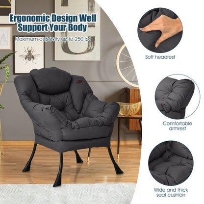 Modern Polyester Fabric Lazy Chair with Side Pocket