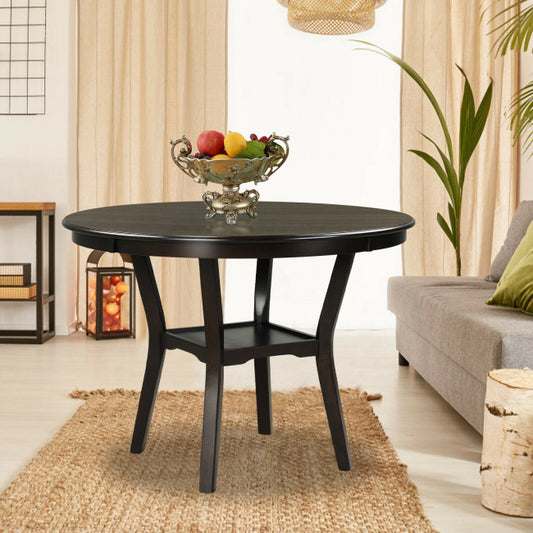 42 Inch 2-tier Round Dining Table with Storage Shelf