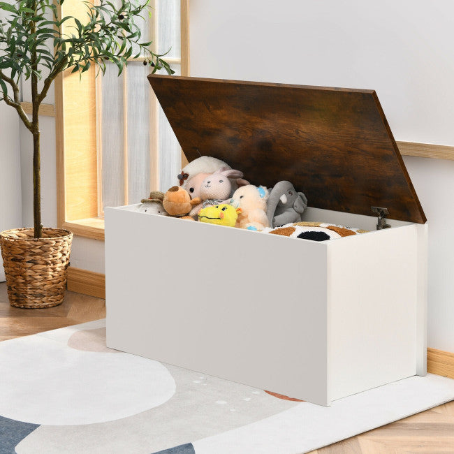 Flip-top Storage Chest with Self-hold Cover and Pneumatic Rod