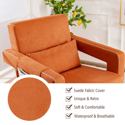 Modern Berber Fleece Single Sofa Chair with Ottoman and Waist Pillow