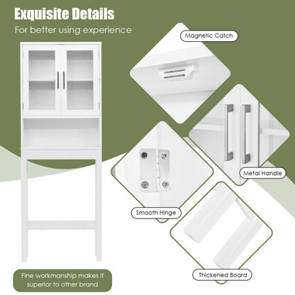 Over the Toilet Storage Cabinet Bathroom Space Saver with Tempered Glass Door