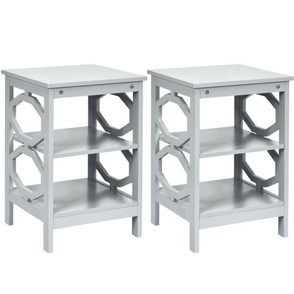 2 Pieces 3-Tier End Table with Stable Structure for Living Room