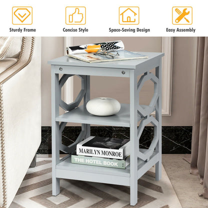 2 Pieces 3-Tier End Table with Stable Structure for Living Room