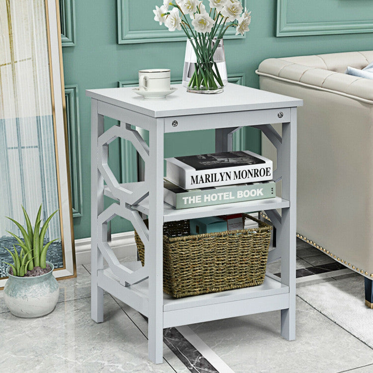 2 Pieces 3-Tier End Table with Stable Structure for Living Room