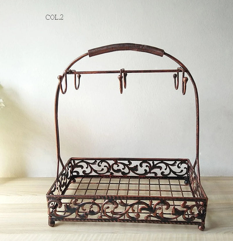 Mug Holder Coffee Mug Rack Coffee Cup Holder Stand Dishes Organizer Tea Cup Tray Organizer Basket for Counter cabinet table fr kitchen EV307