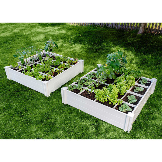 Vita 4'x4'x11" Modular Vinyl Garden with Planting Grid 2-pack