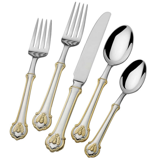 Wallace Napoleon Bee 24kt Gold Accent 18/10 Stainless Steel 45-piece Flatware Set