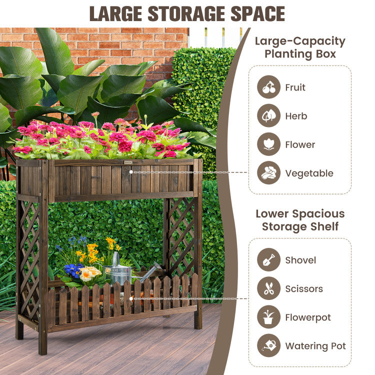 2-Tier Wood Raised Garden Bed for Vegetable and Fruit