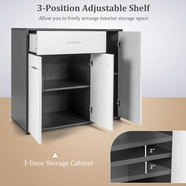 Modern Buffet Sideboard Table with Non-Toppling Device and Adjustable Shelf