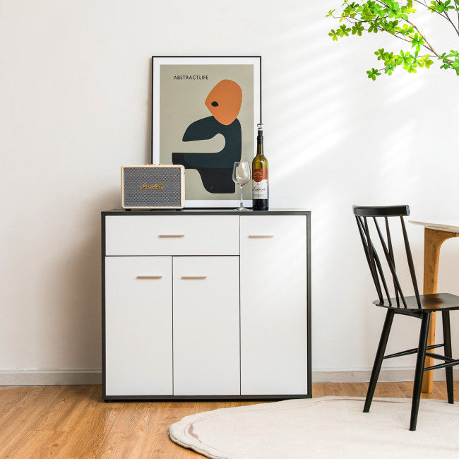 Modern Buffet Sideboard Table with Non-Toppling Device and Adjustable Shelf