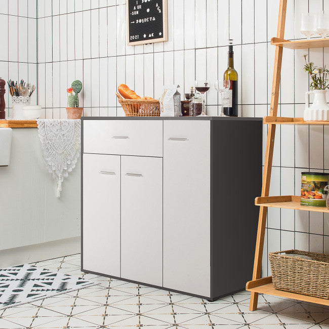 Modern Buffet Sideboard Table with Non-Toppling Device and Adjustable Shelf