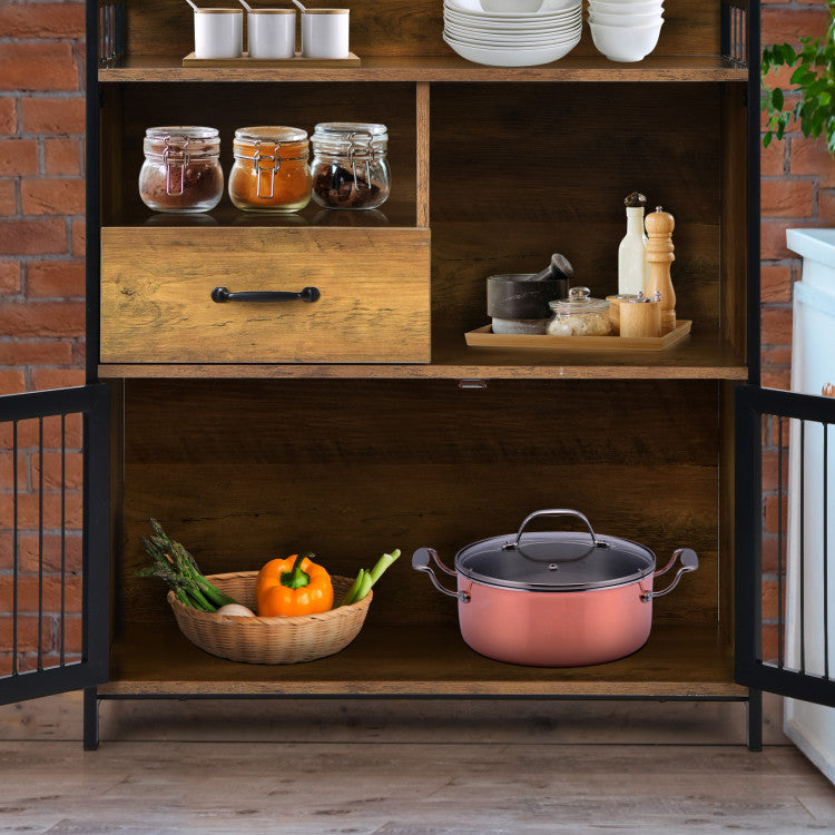 Buffet Cabinet with Drawer and Wood Storage Shelf for Kitchen