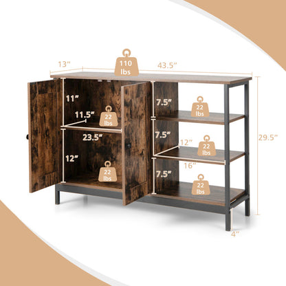 Industrial Kitchen Sideboard Buffet with Open Shelves