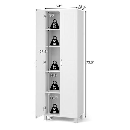 73.5 Inch Freestanding Double Door Tall Versatile Storage Organizer