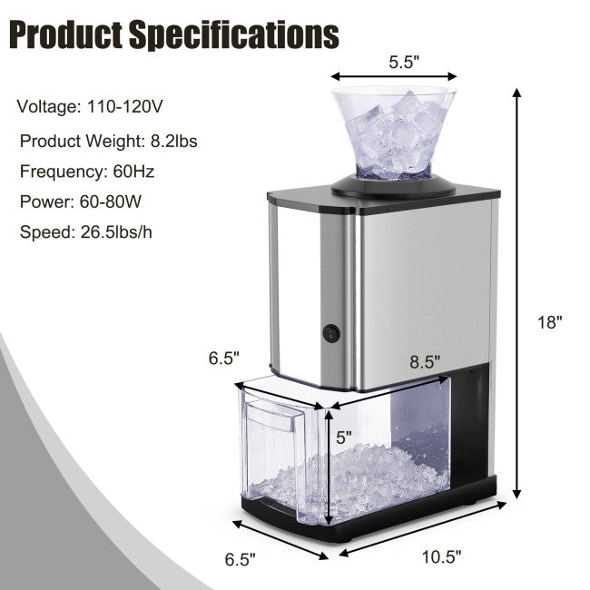 Electric Stainless Steel Professional Ice Crusher