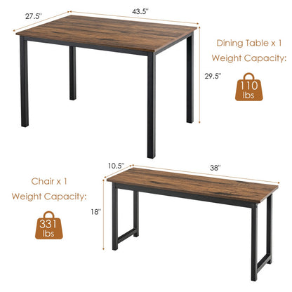 3 Pieces Dining Table Set with 2 Benches for Dining Room Kitchen Bar