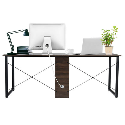 2-Person 79-Inch Computer Desk with Spacious Desktop and Cabinet