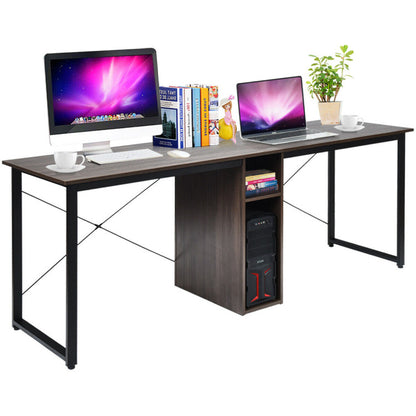 2-Person 79-Inch Computer Desk with Spacious Desktop and Cabinet