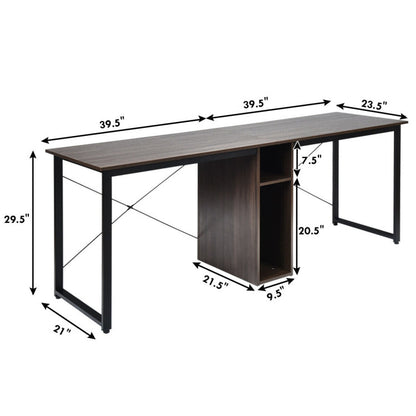 2-Person 79-Inch Computer Desk with Spacious Desktop and Cabinet