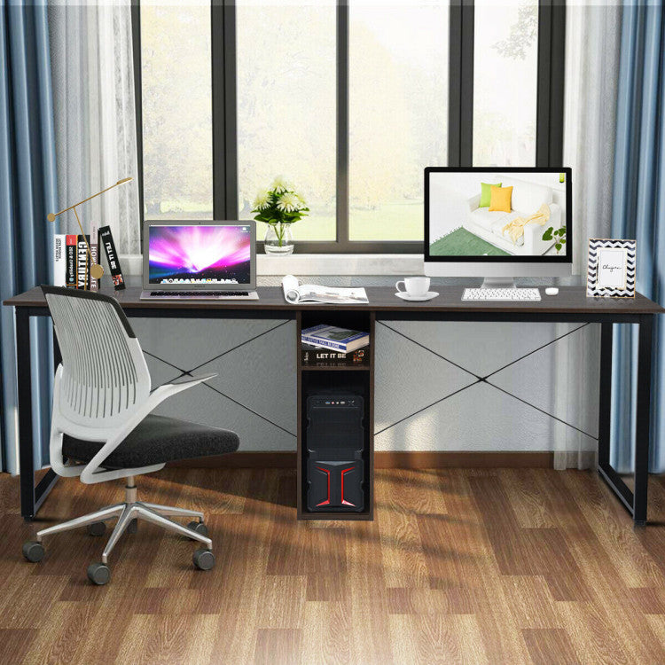 2-Person 79-Inch Computer Desk with Spacious Desktop and Cabinet