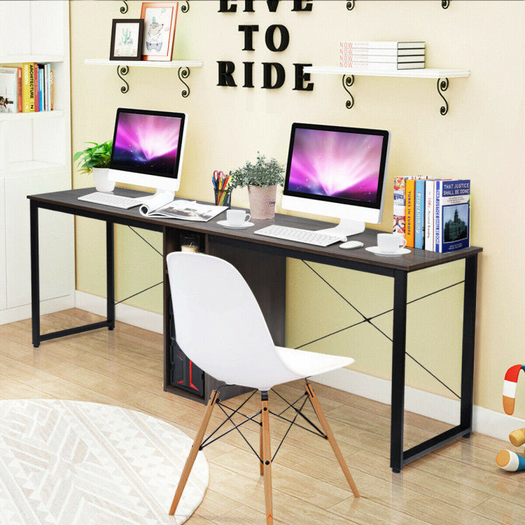 2-Person 79-Inch Computer Desk with Spacious Desktop and Cabinet