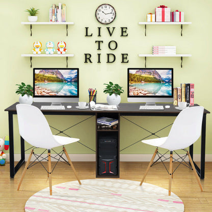 2-Person 79-Inch Computer Desk with Spacious Desktop and Cabinet