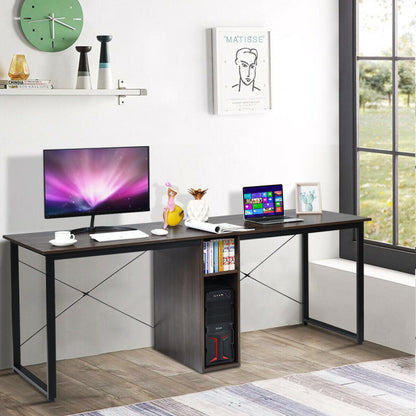 2-Person 79-Inch Computer Desk with Spacious Desktop and Cabinet