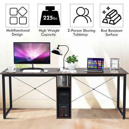 2-Person 79-Inch Computer Desk with Spacious Desktop and Cabinet